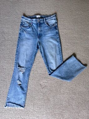 MOTHER Insider Crop Step Fray Jeans Size 29 Love Boat Distressed High Rise